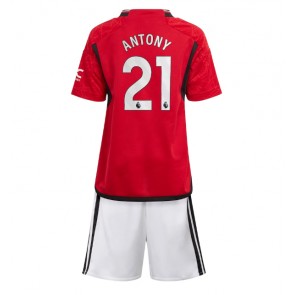 Manchester United Antony #21 Replika Babytøj Hjemmebanesæt Børn 2023-24 Kortærmet (+ Korte bukser)